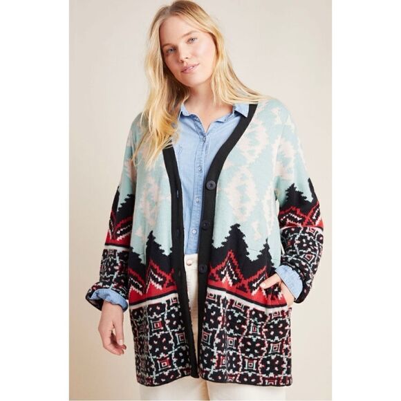NEW Anthropologie Luxury Aldomartins Alpine Ski Nordic Cardigan Sweater X-Small - Picture 4 of 9